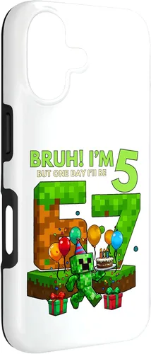 Vista 3 de Bruh I'm 5 But One-Day I'll Be 67 Retro 5th Birthday Kids Case for iPhone 17