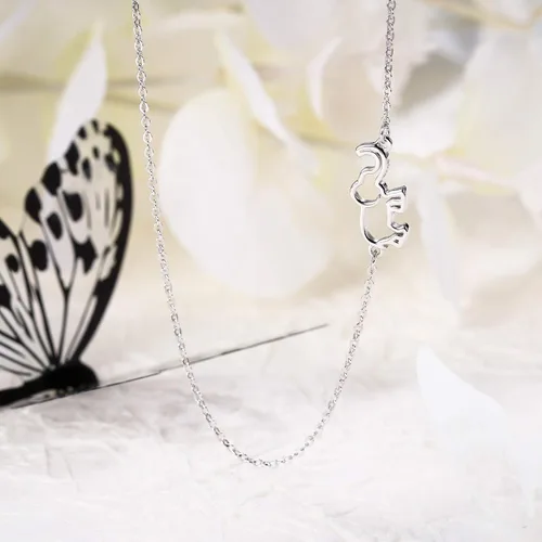 Vista 5 de EVER FAITH Gargantilla de plata de ley 925 con diseño de lado y cadena ajustable para mujeres y niñas