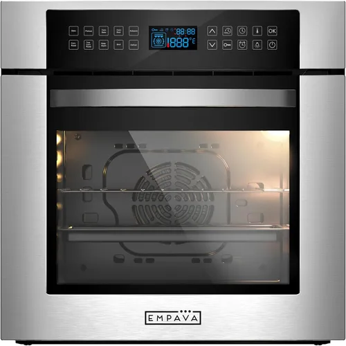Vista 9 de Empava Horno de Pared de Gas Individual de 24 Pulgadas 2.3 Pies Cúbicos Funciones de Hornear Asar Rosticería con Controles Mecánicos-Temporizador