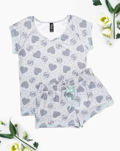 Vista 3 de bebe Conjunto de camisa de manga corta y pantalones cortos de pijama para mujer