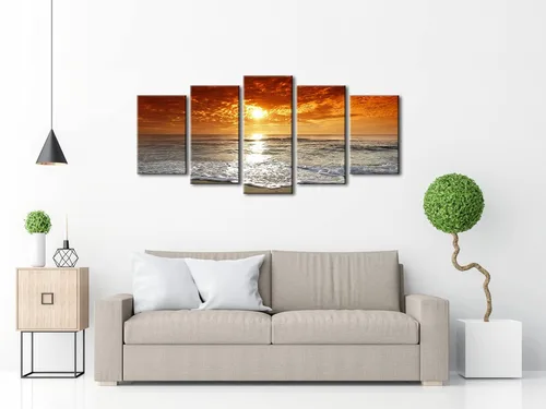 Vista 3 de Wieco Art, 5 paneles con hermosas vistas en alta definición en lienzos estirados y enmarcados. Lienzos de arte moderno de pared para decoración