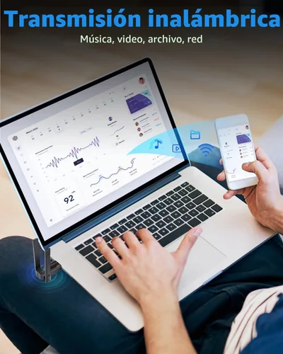 Vista 8 de ZEXMTE Adaptador Bluetooth 6.0 para PC, receptor transmisor Bluetooth USB de doble antena Plug & Play, largo alcance de 656.2 ft/656 pies, chip