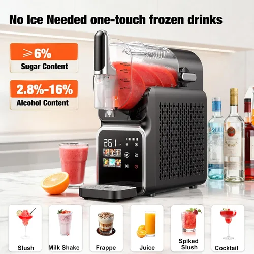 Vista 10 de Máquina de granizado sin necesidad de hielo, limpieza automática, 220 W, máquina de bebidas congeladas rápidas con 6 programas preestablecidos