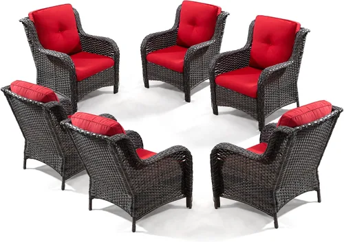 Vista 28 de Juego de 2 sillas de patio giratorias de 360 grados para exteriores y mesa auxiliar a juego – 3 sillas deslizantes de mimbre para patio con cojines