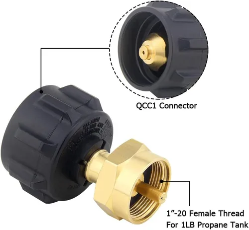 Vista 3 de Hooshing Adaptador de Recarga de Propano para Tanques de Propano de 1 lb Válvula Reguladora QCC1 Compatible con Tanque de Propano QCC1/Tipo1