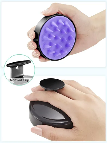 Vista 2 de Cepillo de masaje para cuero cabelludo Heeta, cepillo de silicona para aplicar champú, negro, Negro