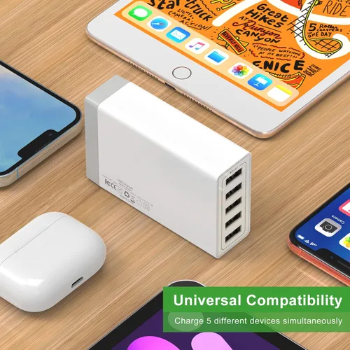 Vista 4 de Cargador de pared USB, estación de carga USB de escritorio para múltiples dispositivos