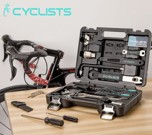 Vista 5 de Kit de herramientas para bicicleta con estuche de almacenamiento, juego de herramientas de reparación de bicicletas de 22 piezas, caja