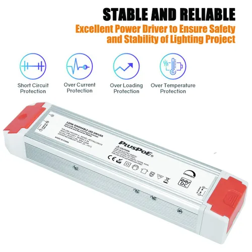 Vista 2 de PLUSPOE Controlador LED regulable de 24 V 120 W, transformador de fuente de alimentación de bajo voltaje de 110 V CA a 24 V CC para tiras de luces