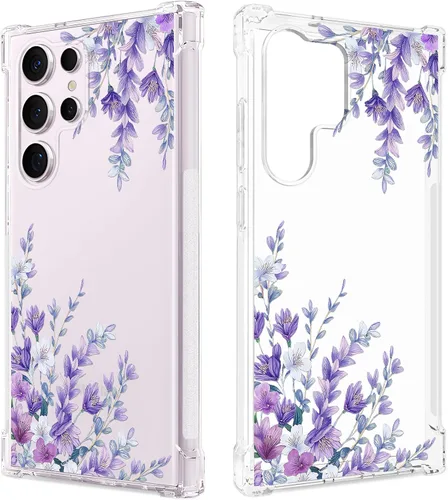 Vista 16 de FL-37 - Funda transparente floral para Galaxy S23 Ultra 5G para mujeres/niñas, bonita funda de teléfono para Samsung Galaxy S23 Ultra, diseño