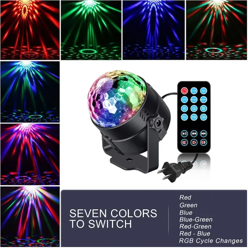 Vista 4 de bola luminosa de 3 vatios con 7 colores y efectos estroboscópicos para fiestas, regalo para niños.