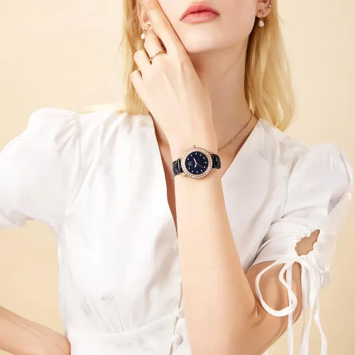 Vista 5 de Fate Love Reloj de cuero para mujer, reloj de pulsera de lujo con diamantes de regalo para niñas y señoras