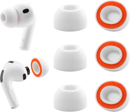 Vista 7 de Puntas de espuma de repuesto para AirPods Pro 3 Silicone Shield, SML Máxima comodidad, 3 pares (blanco, surtido S/M/L)