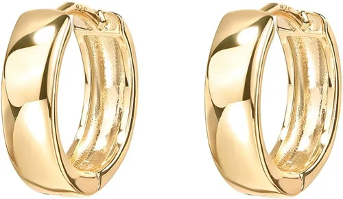 Vista 3 de PAVOI Aretes de plata de ley 925 chapados en oro de 14 quilates, aretes de aro pequeños para mujer