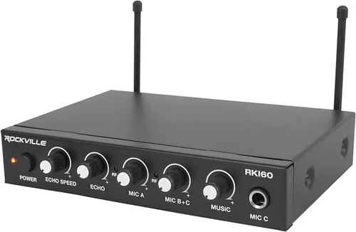 Vista 2 de RockvilIe RKI60 - Mezclador de micrófono inalámbrico dual para karaoke para sistema de cine en casa