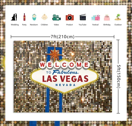 Vista 3 de Bienvenido a Las Vegas, telón de fondo fabuloso casino noche póker fiesta temática de película fondo de fotografía dorado disfraz de baile