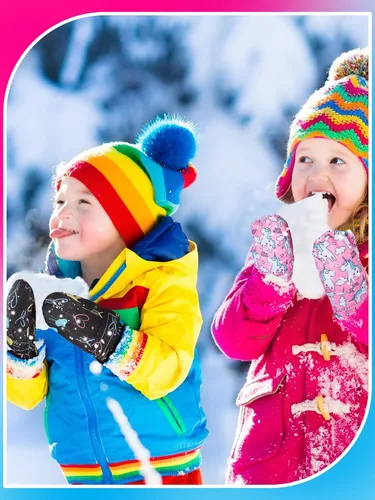 Vista 4 de SATINIOR 2 pares de manoplas impermeables para niñas, guantes de nieve para niños, guantes de esquí cálidos y gruesos para actividades al aire libre