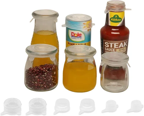 Vista 6 de Tapas elásticas de silicona extra pequeñas para botellas de vino de 1.2 a 1.5 pulgadas, botellas de condimentos, frascos, latas, paquete de 8