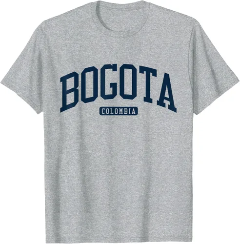 Vista 49 de Bogotá Colombia College University Style Camiseta azul marino, Blanco