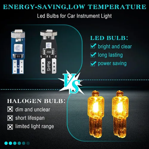 Vista 7 de BBTO Juego de 20 bombillas LED T5 T10 con enchufe giratorio, para instrumentos, para salpicadero, luces LED para interiores de automóvil, tablero