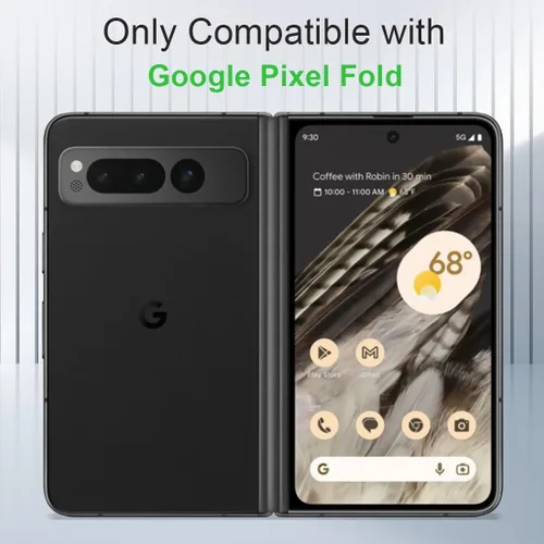 Vista 2 de KEZiHOME Funda para Google Pixel Fold, cuero genuino [bloqueo RFID] Funda tipo cartera con ranuras para tarjetas, función atril y tapa protectora