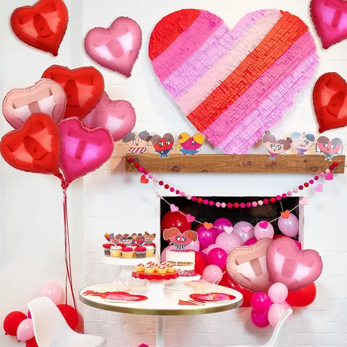 Vista 4 de 16 globos de Mylar en forma de corazón de 18 pulgadas, globos de San Valentín, cumpleaños, compromiso, proponer matrimonio, boda, aniversario, día