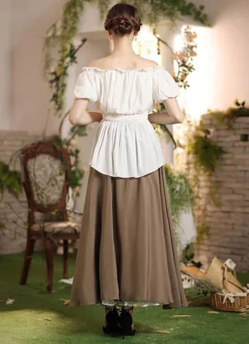Vista 6 de Scarlet Darkness Falda larga maxi para mujer, falda renacentista de doble capa