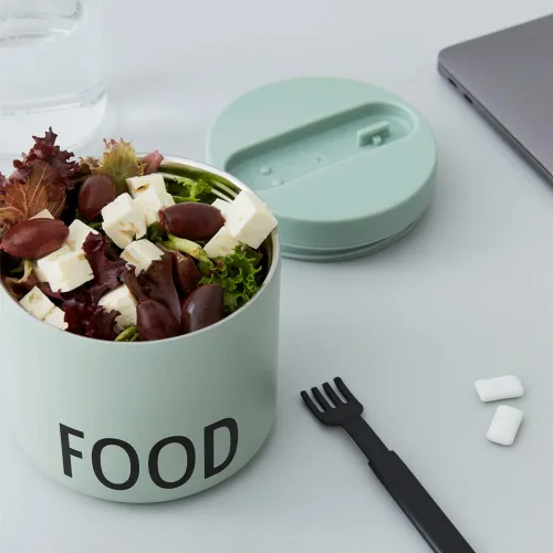 Vista 6 de Design Letters Tazón de comida aislado con cuchara/tenedor Termo para tapa de fugas de alimentos calientes Tarro de alimentos aislado de boca