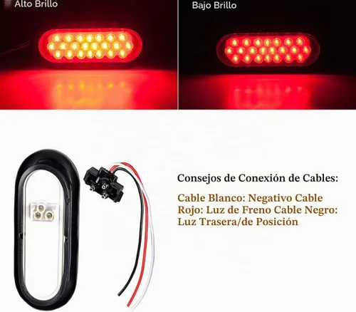 Vista 4 de NPAUTO 2 luces traseras ovaladas de remolque de 6 pulgadas, 24 luces LED rojas de freno de giro de parada impermeables de montaje empotrado