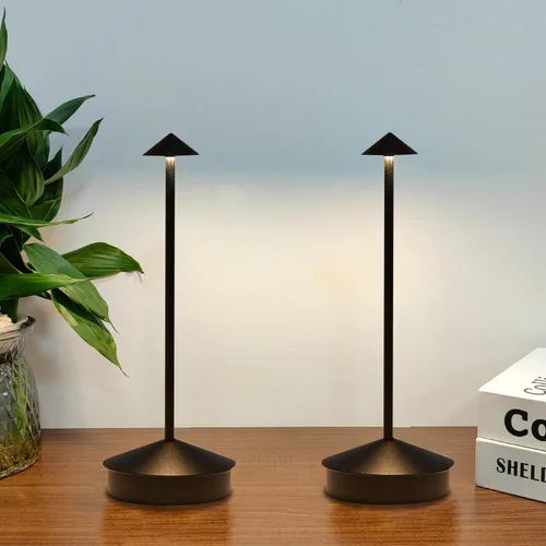 Vista 12 de Paquete de 2 lámparas de mesa inalámbricas de aluminio, lámparas de mesa recargables de 6000 mAh, lámpara LED táctil portátil, lámparas de mesa Negro