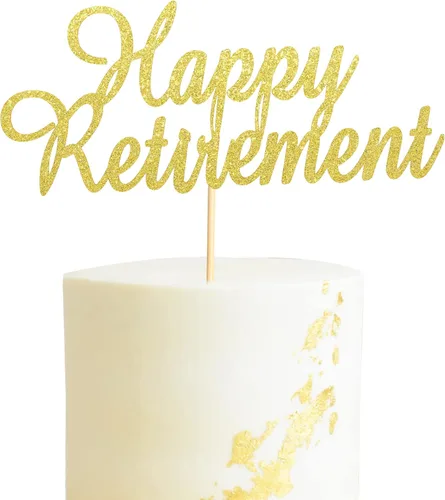 Vista 8 de Happy Retirement Cake Topper Retirado Cake Pick Jubilado Tema de Jubilación Fiesta de Cumpleaños Decoraciones Suministros - Negro Glitter