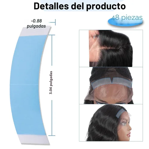 Vista 2 de Kachanaa 48 piezas de pegamento de encaje ultra fuerte impermeable de doble cara para peluca de encaje frontal, cinta adhesiva de encaje de sujeción