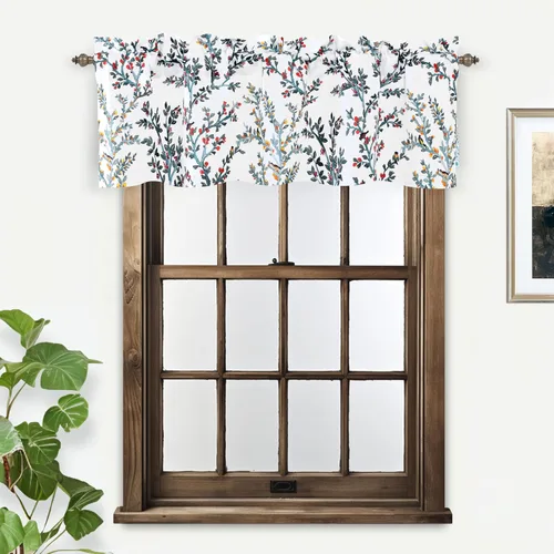 Vista 8 de DriftAway Jasmine - Cenefa de cortina de ventana con aislamiento térmico botánico de acuarela para sala de estar, dormitorio, cocina, 2 capas de 52