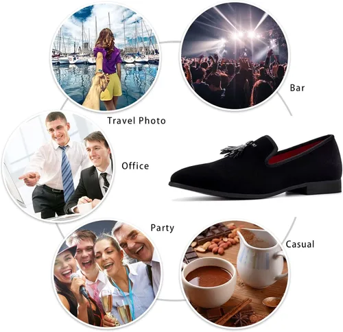 Vista 6 de Meijiana Mocasines para hombre, zapatos de vestir de boda, mocasines sin cordones para hombre, zapatos de traje de esmoquin