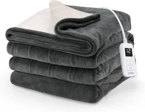 Vista 12 de Sunbeam Electric Royal Luxe - Manta térmica de microfelpa de sherpa inversa, 12 ajustes de calor, apagado automático seleccionable de 12 horas