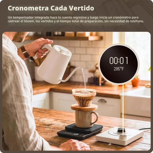 Vista 4 de Greater Goods - Hervidor eléctrico de cuello de cisne, 1200W de acero inoxidable con control de temperatura de precisión, hervido rápido, sin BPA
