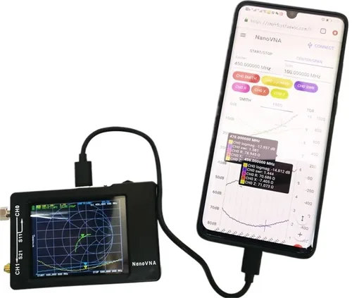 Vista 5 de NanoVNA-H HF VHF UHF UV Vector Network Analyzer Antenna Analyzer 2.8" LCD Display with SD Card Slot Spectrum Analyzer