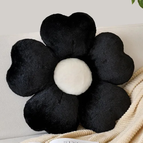 Vista 12 de Almohada en forma de flor, lindas almohadas decorativas con suave pelaje de conejo para sofá, cama, silla y suelo, almohadas de Navidad, cojines