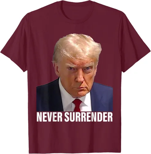 Vista 14 de Camiseta Pro Trump Mugshot Never Surrender para hombre y mujer, Negro