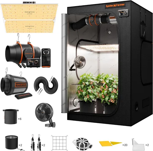 Vista 13 de Spider Farmer Kit completo de tienda de cultivo 2x4 SF2000 Samsung LM301H EVO y regulable Sistema completo de tienda de cultivo 24" x 47" x 71