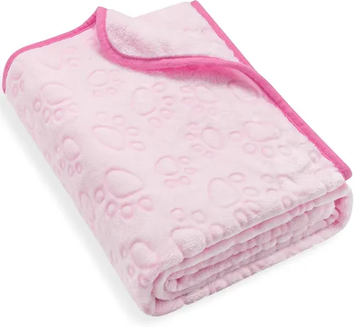 Vista 22 de Stuffed Manta Premium Suave para Perro Pequeña Beige, con Franela Beige Lindo Estampado de Huellas, 24 x 32 pulgadas, Manta para Gatos Suministros