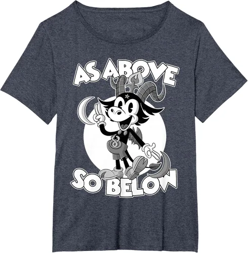Vista 61 de Camiseta de dibujos animados retro de Baphomet Pagan As Above So Below, Negro, S