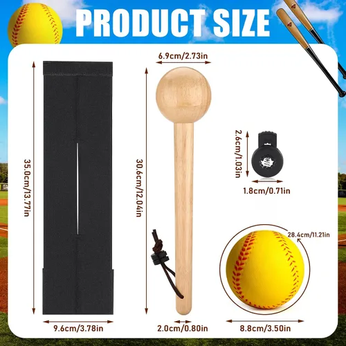 Vista 2 de TOBWOLF Kit de 10 guantes de béisbol para atrapadores adultos y jóvenes, guantes de béisbol, mazo, guantes de béisbol, martillo de madera