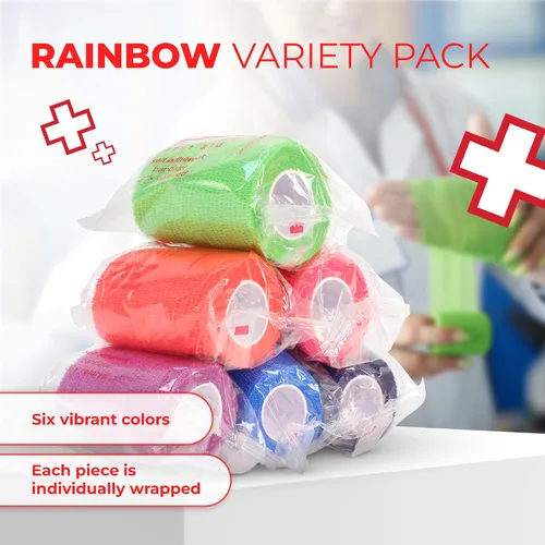 Vista 5 de Vendajes autoadherentes cohesivos de 3 x 5 in, multicolor, de Ever Ready First Aid, 6