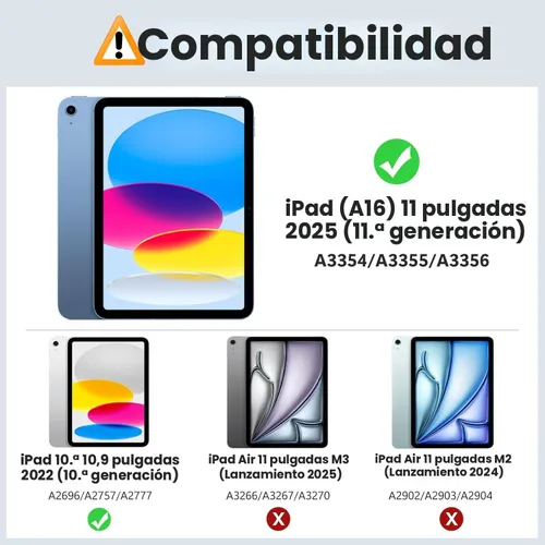 Vista 2 de MoKo Funda para iPad (A16) de 11ª/10ª generación con soporte para lápices A-Azul marino