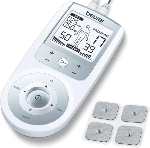 Vista 10 de Beurer EM59 Unidad TENS digital 3 en 1, EMS y terapia de calor para alivio del dolor y relajación, estimulador muscular con 2 canales ajustables, 64