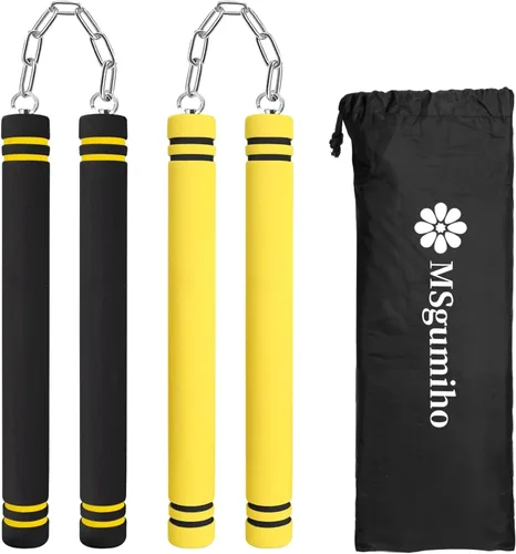 Vista 7 de Nunchakus de entrenamiento de goma espuma seguros con cadena de acero para niños, adultos y principiantes, para la práctica y el entrenamiento