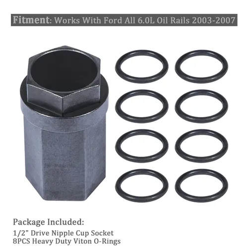 Vista 2 de Yoursme Kit de enchufe de copa de pezón diésel Ford 6.0L 2003-2007 de alta presión para riel de aceite de alta presión con enchufe de transmisión