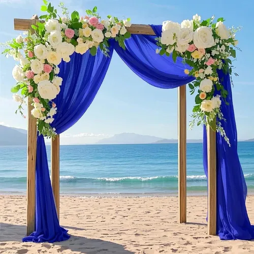 Vista 3 de FANPROMS Cortinas de gasa para arco de boda, 2 paneles de 18 pies, cortinas de gasa transparente para ceremonia, 6 yardas, tela drapeada para arco