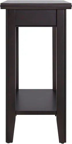 Vista 3 de Leick Home Laurent - Mesa auxiliar, madera maciza, estante inferior, estrecho, fácil de montar, para sala de estar/dormitorio, negro, 24.0 pulgadas